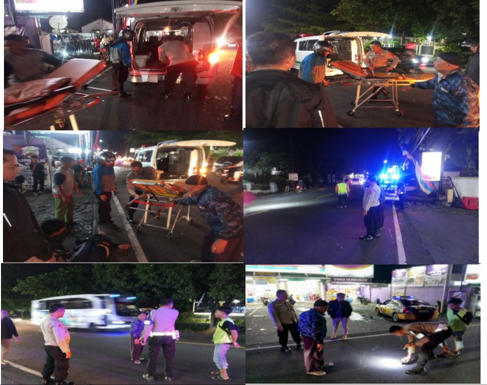 Penanganan Pertama Kapolsek Megamendung Terhadap Laka Lantas di TKP