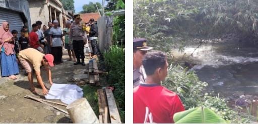 Kapoksek Sukaraja Polres Bogor Cek Lokasi adanya Jasad Bayi Berjenis Kelamin laki-laki Di Kali Ciluwer Kecamatan Sukaraja Kabupaten Bogor