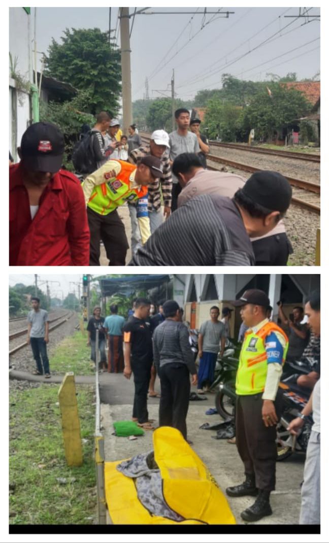 Polsek Sukaraja Evakuasi Kecelakaan Terkait Seorang Pria Tewas Terserempet Kereta Api di Cilebut