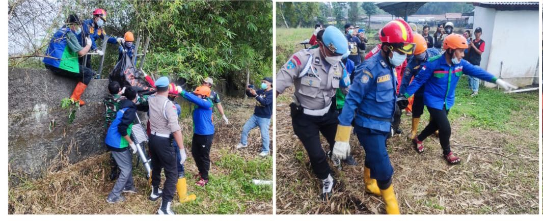 Polsek Sukaraja Bersama Instansi Terkait Evakuasi Penemuan Mayat Tanpa Identitas di Sungai Ciliwung