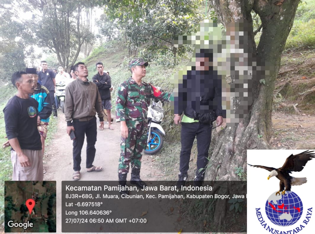 Polisi Bersama Instansi Terkait Evakuasi Seorang Pria Meninggal Dunia Diduga Bunuh Diri Tergantung di Pohon Cengkeh
