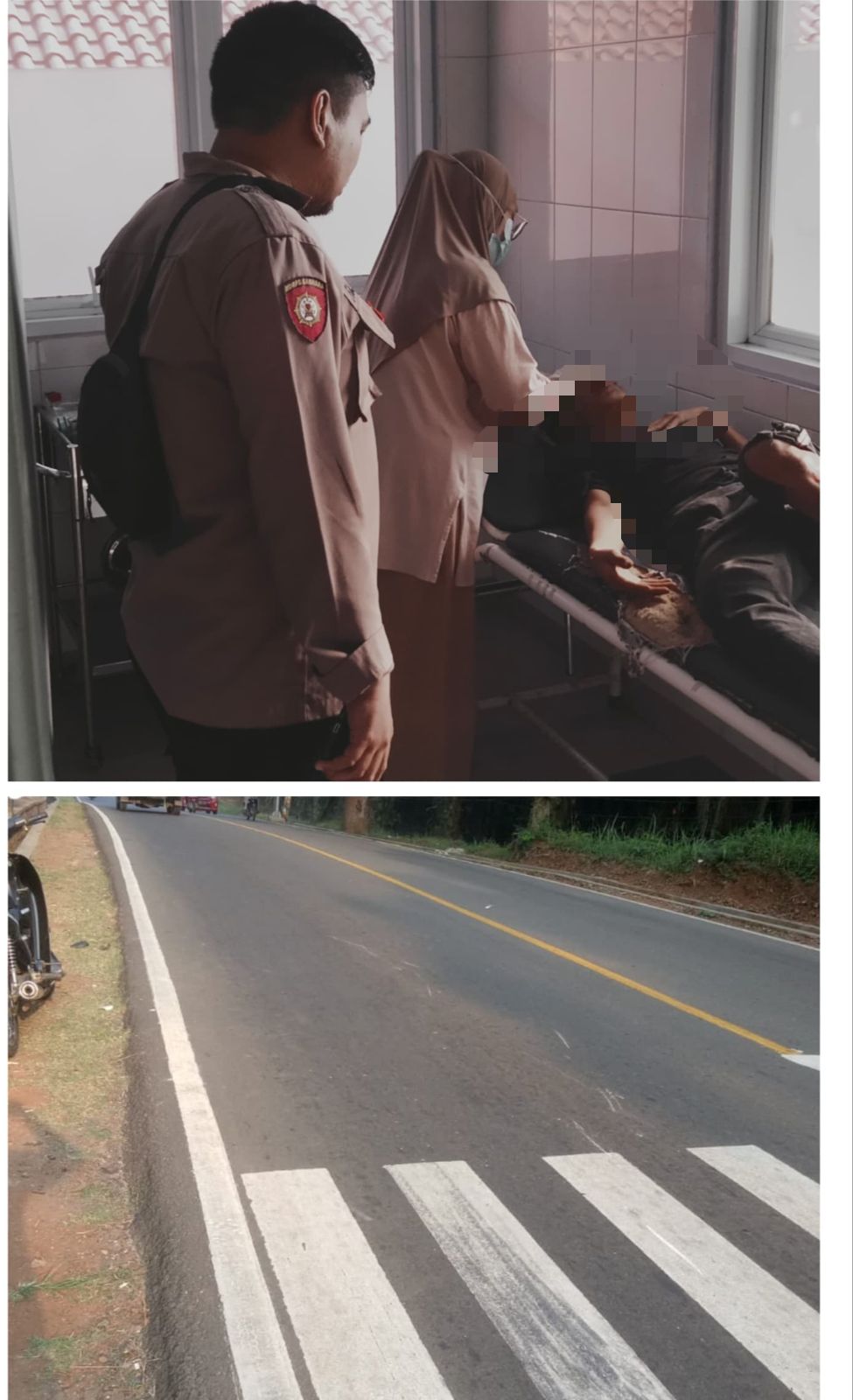 Polsek Cigudeg Bersama Unit Laka Lantas Polres Bogor Investigasi Olah TKP Terkaot Kecelakaan Lalu Lintas di Cigudeg, Dua Orang Luka Berat