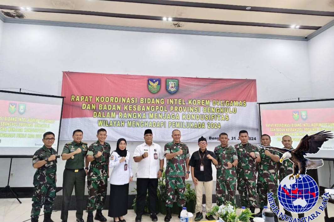 Korem 041/Gamas Dan Kesbangpol Gelar Rapat Jaga Keamanan Dan Ketertiban Jelang Pilkada 2024 di Bengkulu