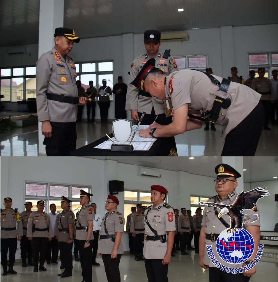 Kapolres OKI AKBP Hendrawan Susanto Gelar Upacara Serah Terima Jabatan Sejumlah Posisi Strategis di Mapolres OKI Kayu Agung