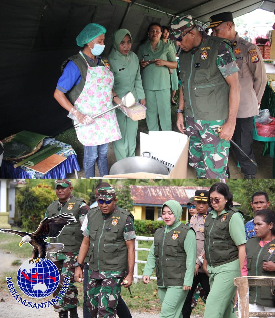 Danrem 151/Binaiya di Sambut Kodim 1513/Seram Dalam Kunjungan Peresmian Gapura Kampung Pancasila di Dusun Asrama Tentara Maluku
