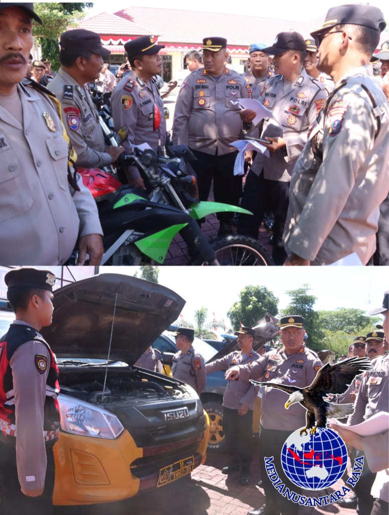 Kapolres Simalungun Gelar Apel Pengecekan Kendaraan Dinas dalam Rangka Kesiapan Operasi Mantap Praja Toba 2024