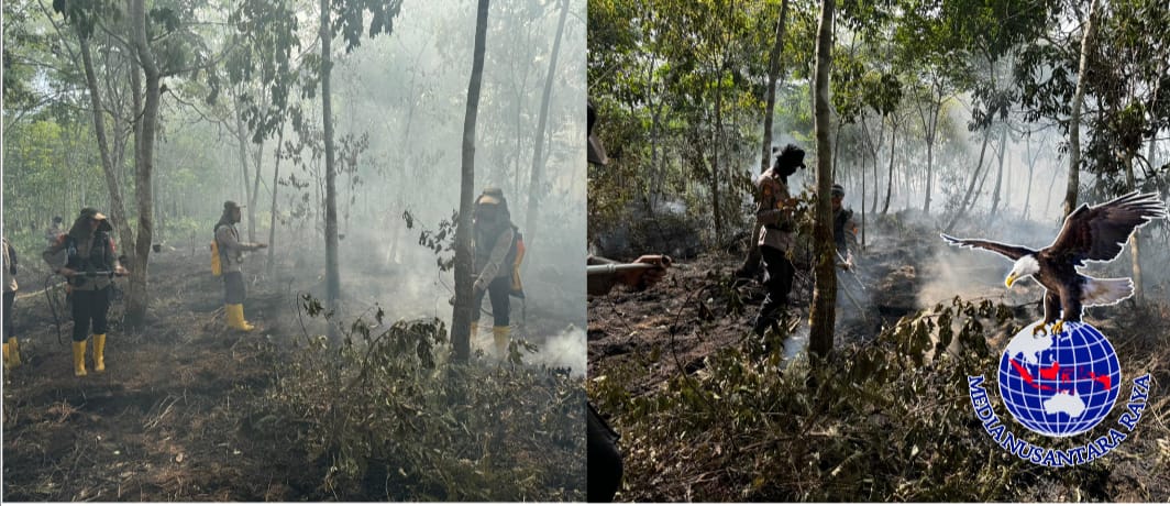 Gabungan BKO Polda Sumsel, Polres OKI,TNI dan Instansi Terkait Padamkan Kebakaran di Desa Tanjung Sari 2 Lempuing Jaya Ogan Komering Ilir