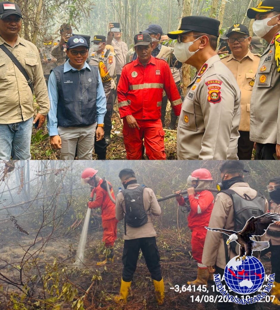 Kapolda Sumsel Irjen Pol A Rachmat Wibowo Cek Karhutla Di Kecamatan Lempuing Jaya dan Menambah Personel BKO dan Brimob