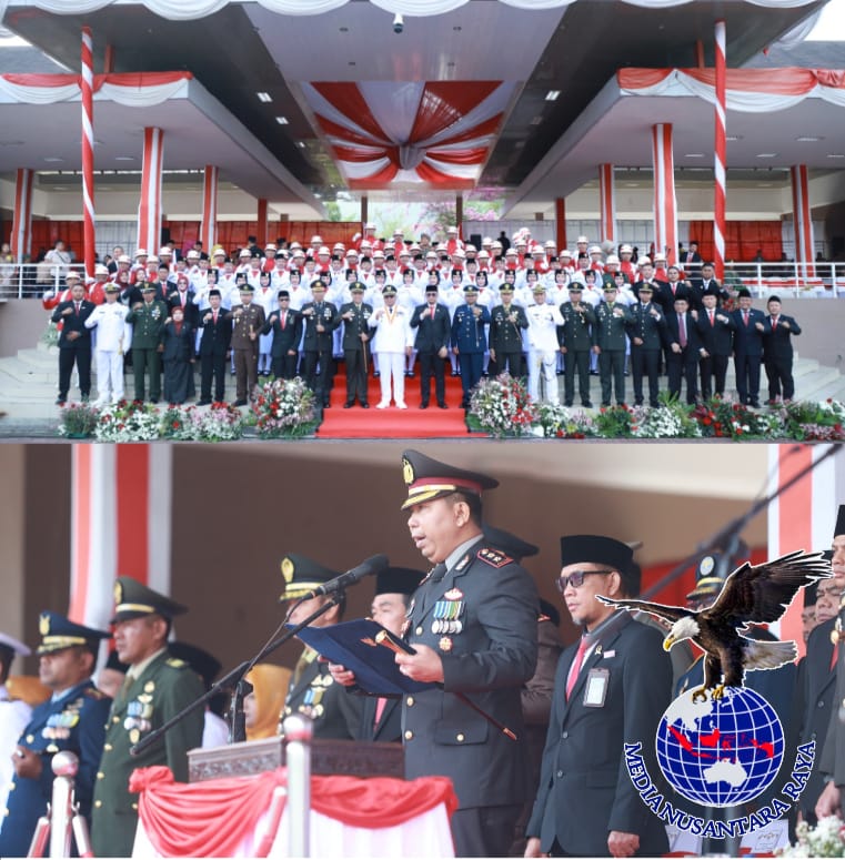 Kapolres Sukabumi Bacakan Pembukaan UUD 1945 Pada Momen Upacara Peringatan HUT RI Ke-79 Tingkat Kabupaten Sukabumi