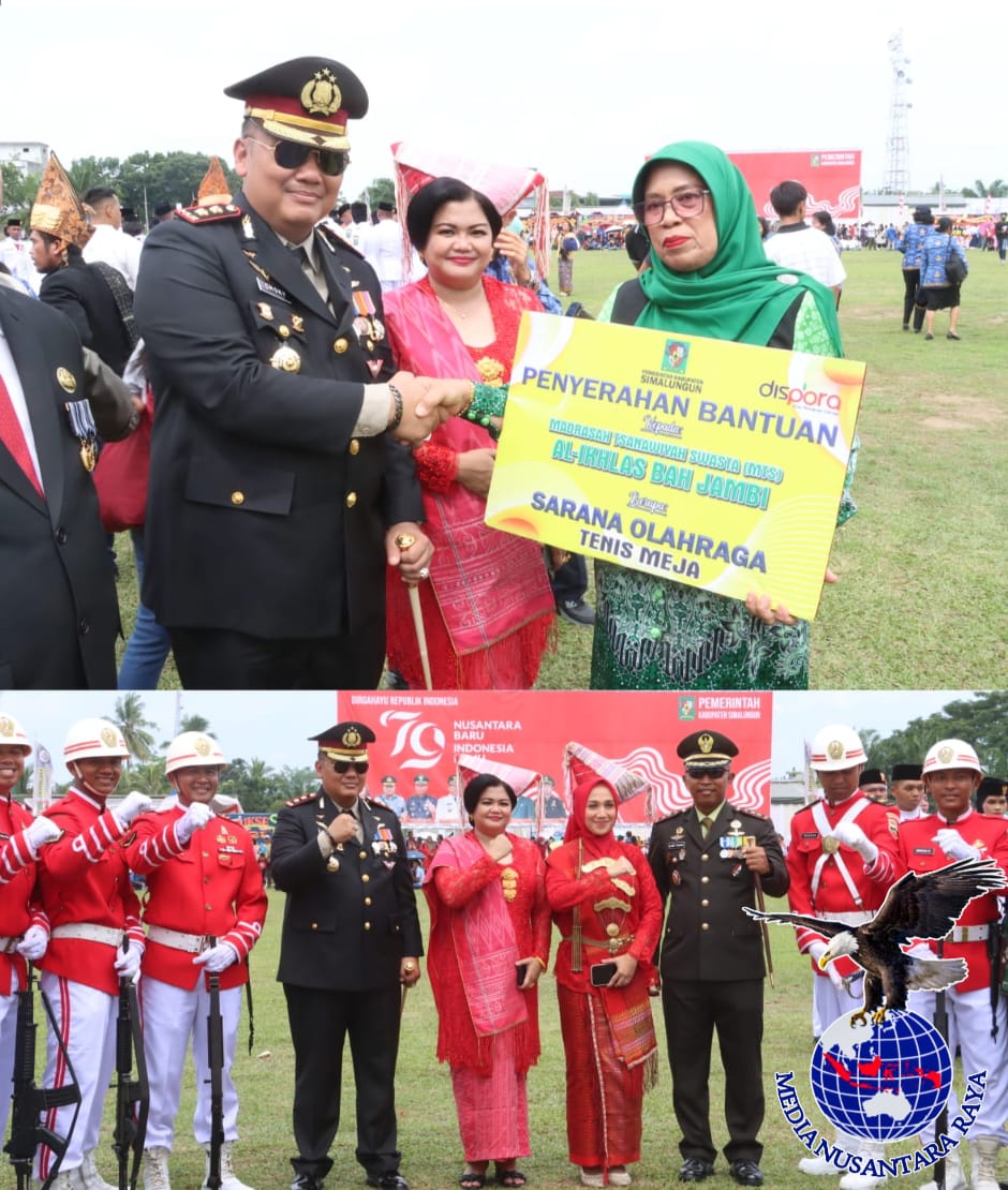 Dibikin Romantis Kapolres Didampingi Ketua Bhayangkari Simalungun Ikuti Upacara HUT RI Ke 79