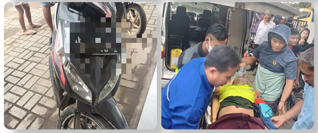 Polsek Parungpanjang Bersama Unit Laka Lantas Cek Olah TKP Terkait Kecelakaan Lalu Lintas di Parungpanjang, Truk Tronton Menabrak Sepeda Motor, Satu Orang Luka Berat