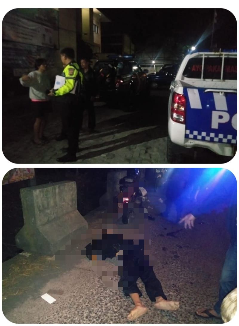 POLSEK CIJERUK BERSAMA UNIT LAKA LANTAS POLRES BOGOR CEK TKP TANGANI KECELAKAAN LALU LINTAS YANG AKIBATKAN SATU ORANG MENINGGAL DUNIA