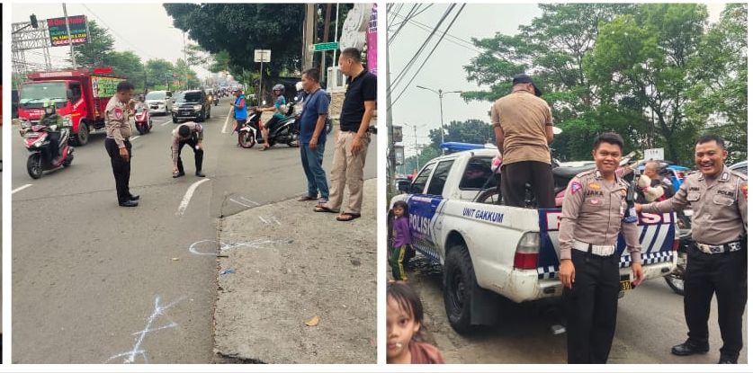 Polsek Sukaraja bersama unit laka lantas Polres Bogor Cek TKP terkait Laka lantas R2 vs R2.