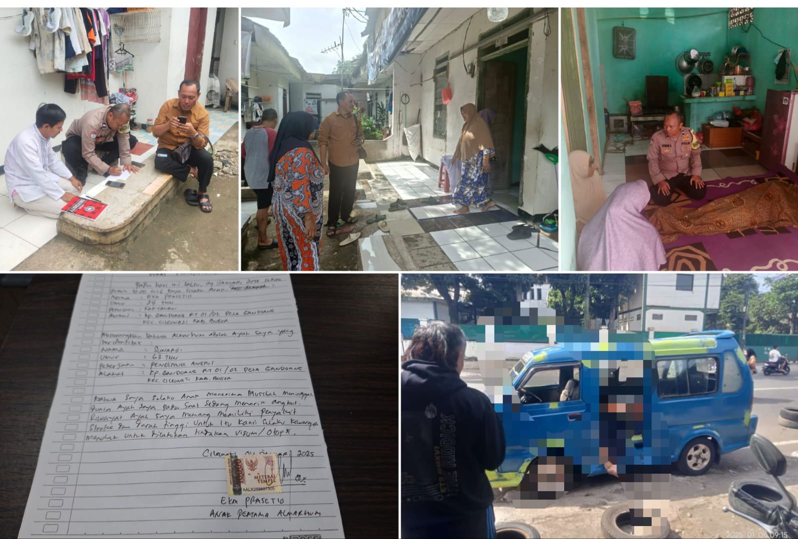Polsek Cileungsi Bersama Team Inafis Cek Olah TKP Adanya Orang Meninggal Dunia Di Dalam Kendaraan Roda 4 Angkot