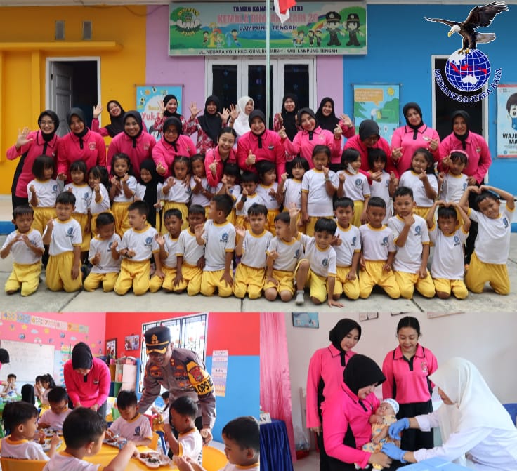 Dorong Pemenuhan Gizi Anak, Kapolres Bersama Ketua Bhayangkari Cabang Lampung Tengah Gelar PMT