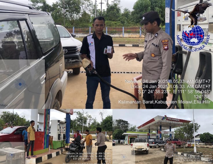 Sikapi Informasi Warga Masyarakat Melalui Media Sosial Polsek Ella Hilir Lakukan Monitoring di SPBU No:65.796.004 Ella Hilir