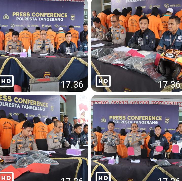 Sebanyak 20 Pelaku Kejahatan 3C Diringkus Polresta Tangerang