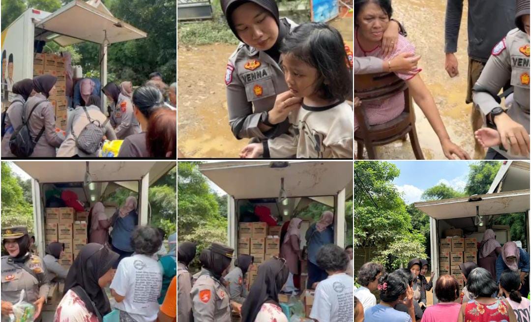 Hari Ke -3 Polwan Polres Bogor Bersama Stakeholder Terkait Lakukan Giat Pendampingan Trauma Healing Untuk Anak – Anak Dan Pembagian Obat Vitamin Juga Takjil Untuk Berbuka Puasa Bagi Korban Banjir Bandang Kec. Gunung Putri Kab. Bogor