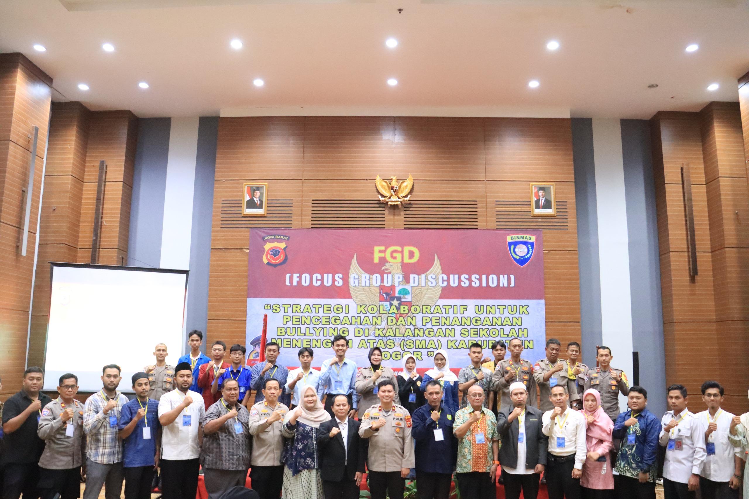 Polres Bogor Gelar FGD Strategi Kolaboratif Diskusi Pencegahan Dan Penangan Bullying Di Kalangan Pelajar SMA Dan SMK Wilayah Kabupaten Bogor