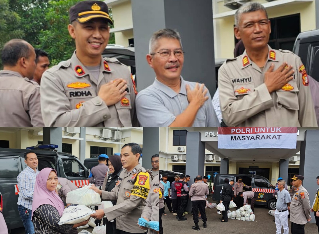 Polsek Cikarang Selatan dan Yayasan Buddha Tzu Chi Bagikan 100 Paket Sembako kepada Warga