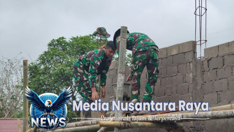 Satgas Pamtas RI-Mly Yonzipur 5/ABW Tingkatkan Keindahan Fasilitas di TMP Dwikora Melalui Pembuatan Pagar