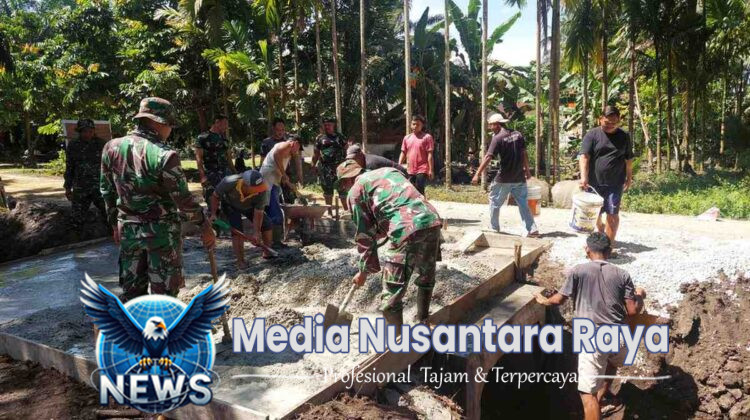 Gotong Royong Pengecoran Box Culvert Warnai Kegiatan TMMD ke-124 Kodim 0320/Dumai di Kelurahan Bukit Kayu Kapur