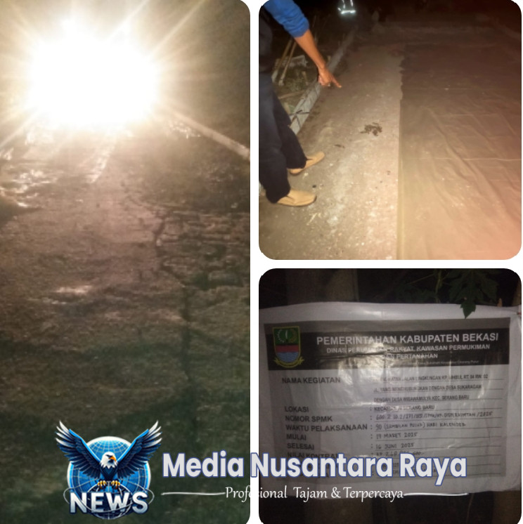 Diduga Disperkimtan Kabupaten Bekasi Bolehkan Pelaksana Mengerjakan Kegiatan Tanpa Penerangan pada Malam Hari