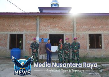 Dukung Pembangunan Masjid, Satgasmar Pam Ambalat XXX Beri Bantuan Material Bangunan
