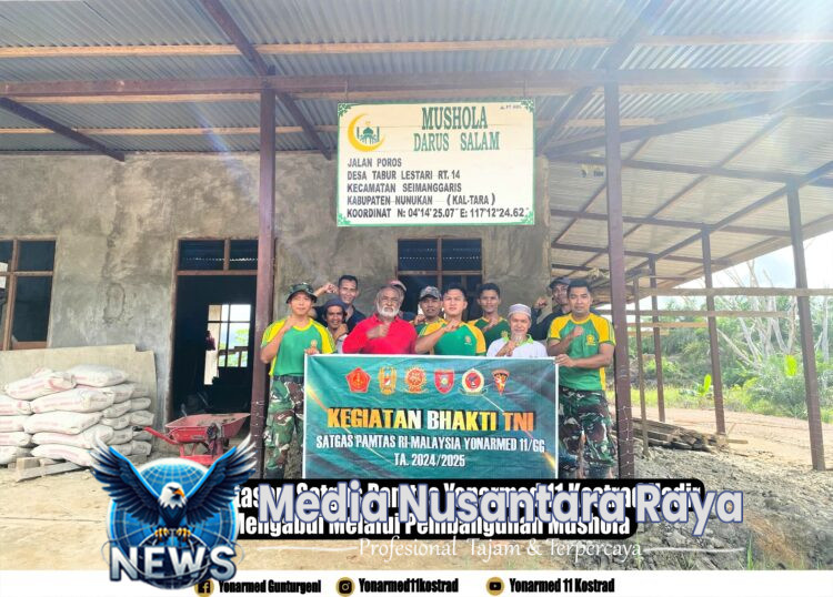 Dari Perbatasan, Satgas Pamtas Yonarmed 11 Kostrad Hadir dan Mengabdi Melalui Pembangunan Mushola