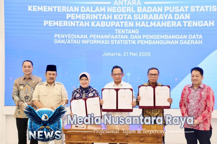 Dukung Pemanfaatan Data Tunggal, Mendagri Teken Kerja Sama dengan BPS dan Pemda