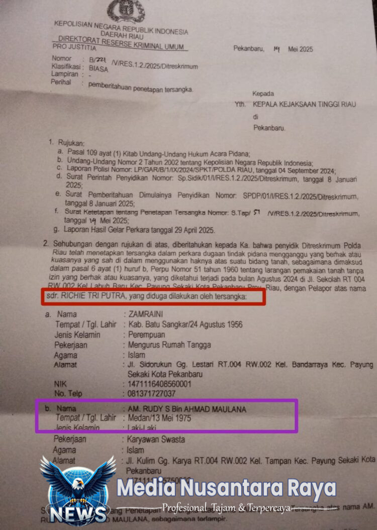 Hukum Kembali Berduka: Kali Ini Penyidik Polda Riau Justru Tetapkan Pimpinan Control Pimpinan Media Sebagai Tersangka