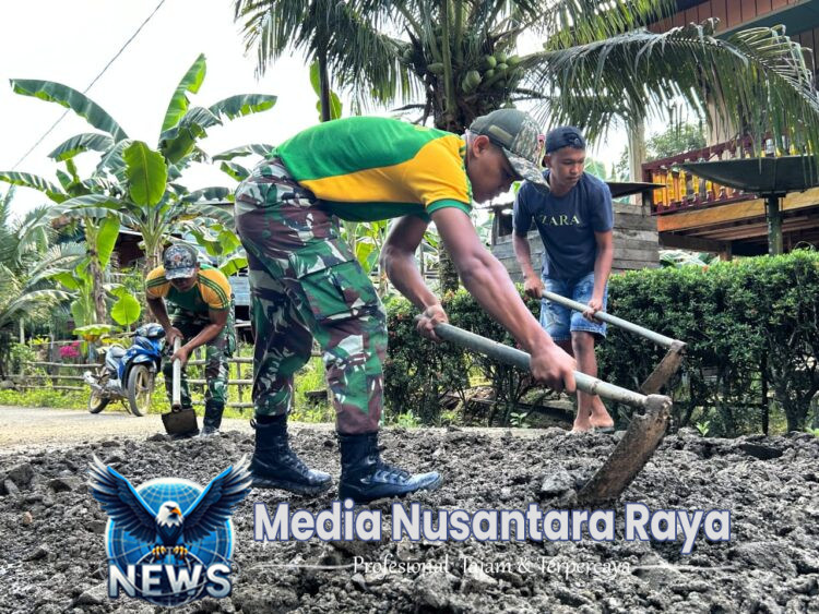 Hadir untuk Rakyat, Satgas Pamtas Yonarmed 11 Kostrad Perbaiki Jalan di Sebatik Tengah