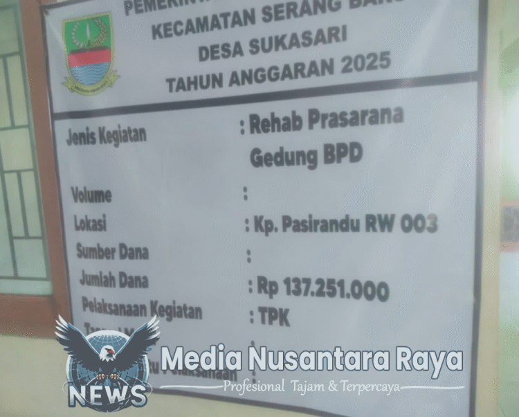 Rehab Prasarana Pembangunan Kantor BPD Desa Sukasari, Diduga Tidak Sesuai Dengan Anggaran Yang Sudah Ditetapkan.