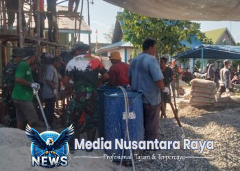Jelang Penutupan TMMD ke-124 Kodim 0320 Dumai, TNI dan Warga Berjibaku Gotong Royong Pengecoran Masjid Al-Ikhsan di Bukit Kayu Kapur