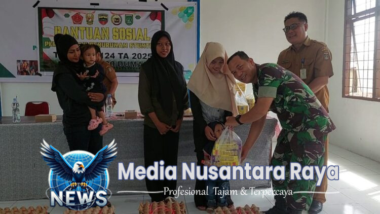 Pemberian Bantuan Sosial Percepatan Penurunan Stunting di Kelurahan Bukit Kayu Kapur dalam Rangkaian TMMD Ke-124 Kodim 0320 Dumai
