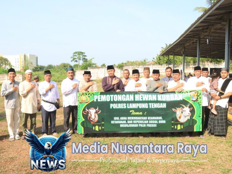 Hari Raya Idul Adha 1446 H, Polres Lampung Tengah Laksanakan Pemotongan 10 Ekor Sapi dan 2 Ekor Kambing Qurban