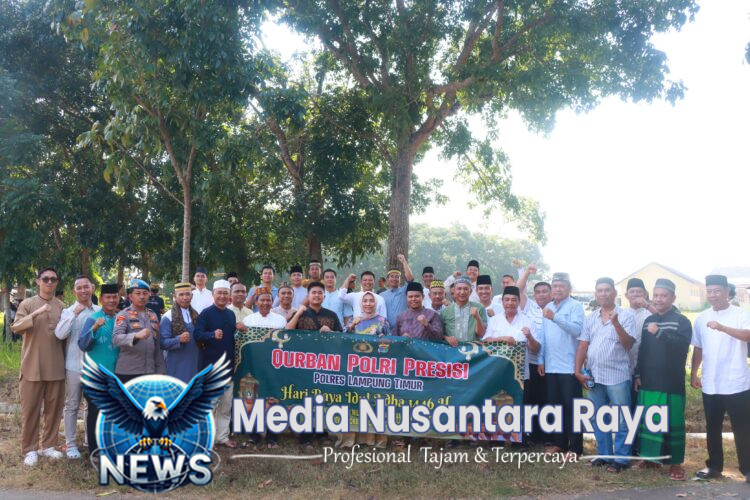 Polres Lampung Timur Laksanakan Salat Idul Adha dan Sembelih 7 Ekor Sapi dan 5 Kambing untuk Kurban