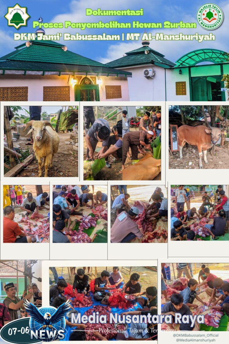 Panitia Masjid Jami’ Babussalam Berbagi Kebahagiaan Daging Kurban Kepada Warga di Hari Raya Idul Adha 