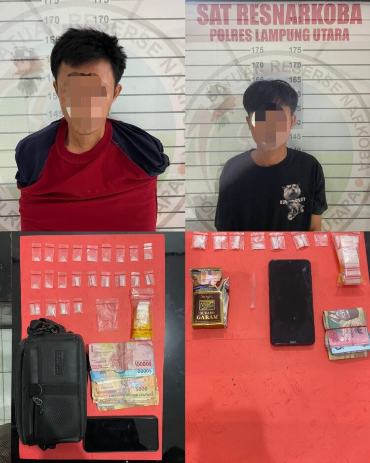 Tim Opsnal Sat Narkoba Polres Lampung Utara Ringkus Dua Orang Pengedar Sabu