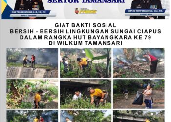 Polsek Tamansari Bersama Muspika Gelar Aksi Bersih Sungai Ciapus Sambut HUT Bhayangkara ke-79
