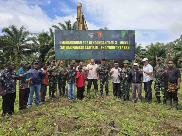 Pembangunan Pos Pamtas RI-PNG Yonif 131/Brajasakti membawa Harapan Baru Bagi Masyarakat Perbatasan Papua