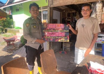 Cegah Karhutla, Kanit Binmas dan bhabinkamtibmas Sosialisasikan Stop Membakar Hutan dan Lahan