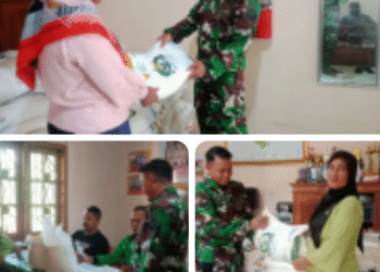 Babinsa Kemusu Dampingi Penyaluran Bantuan Beras untuk Warga Kedungmulyo
