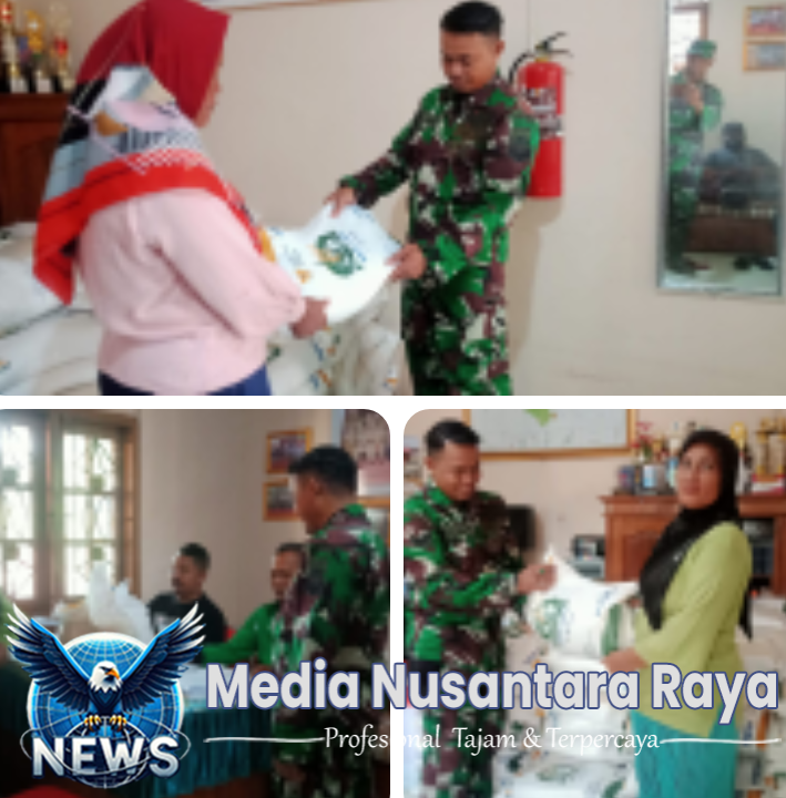 Babinsa Kemusu Dampingi Penyaluran Bantuan Beras untuk Warga Kedungmulyo