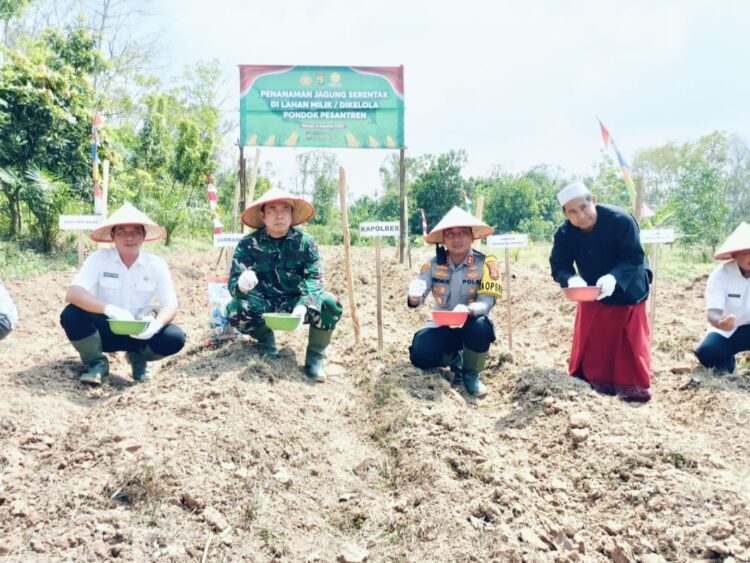 Dukung Program Asta Cita Presiden Prabowo, Polres Mesuji Laksanakan Penanaman Jagung Serentak di Lahan Pondok Pesantren Al- Ghazali