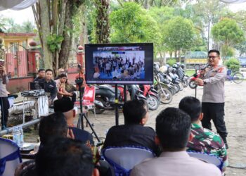 Kapolres Kotim Mengikuti Kegiatan Vicon Gerakan Pangan Murah Bersama Kapolri