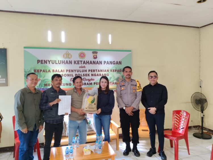 Bhabinkamtibmas Polsubsektor Jelimpo Hadiri Penyerahan Bantuan Bibit Padi Unggul INFARI 32 HDB dari Anggota DPR RI