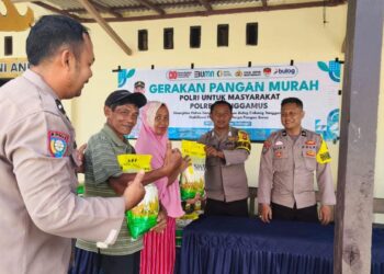 Polsek Cukuh Balak Gelar Gerakan Pangan Murah, 100 Sak Beras Ludes Terjual