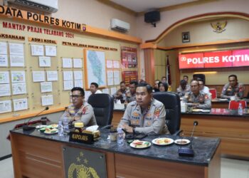 Polres Kotim Mengikuti Vidio Conference, Kapolri Pimpin Anev Sitkamtibmas Terkini Dan Kesiapan Pengamanan Unras.