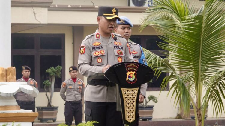 Polres Lampung Tengah Gelar Upacara Peringatan Hari Olahraga Nasional